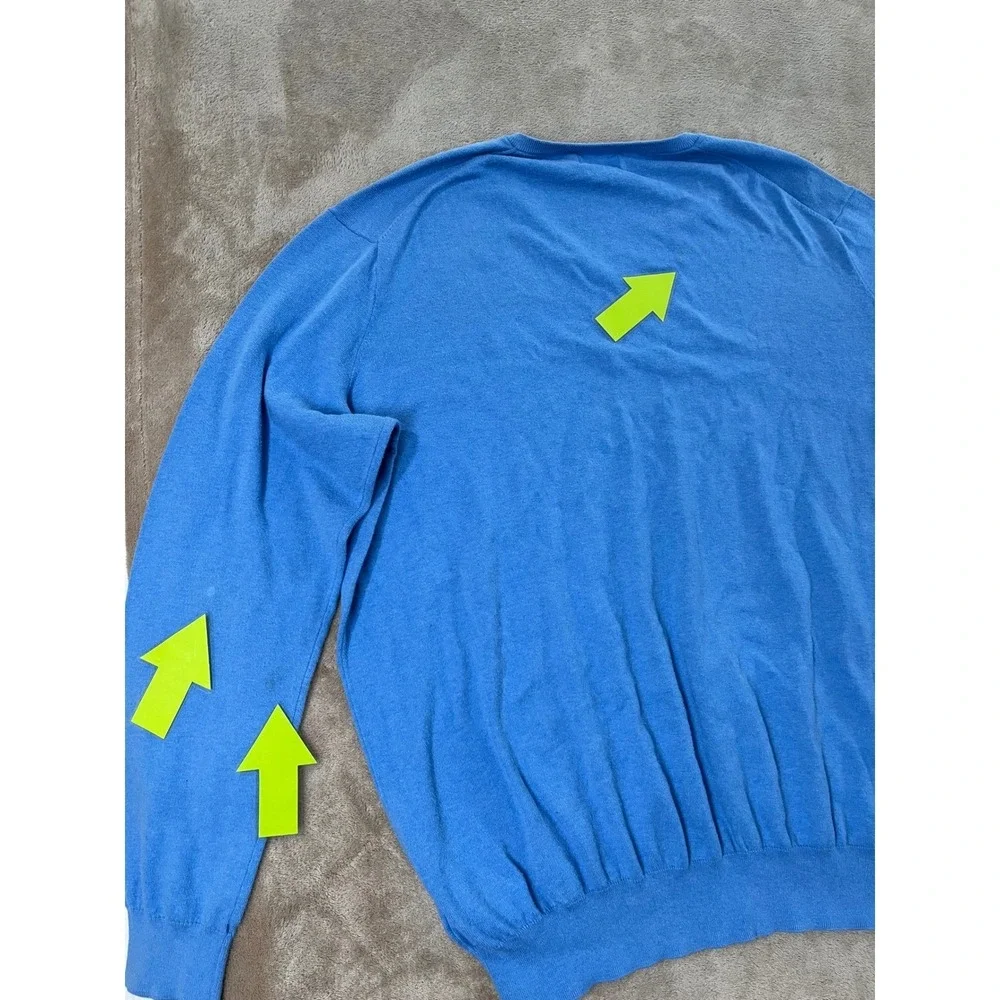 Polo Ralph Lauren Sweater Men's 2XLT Tall Blue Pima Cotton V-Neck Pony Logo